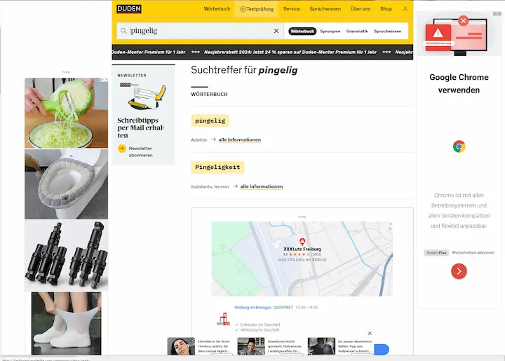 Duden online - Suchergebnis für 'pingelig'nach dem ersten Klick