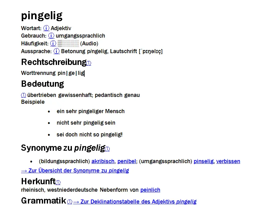 Duden online Ergebnis nach 2 Klicks