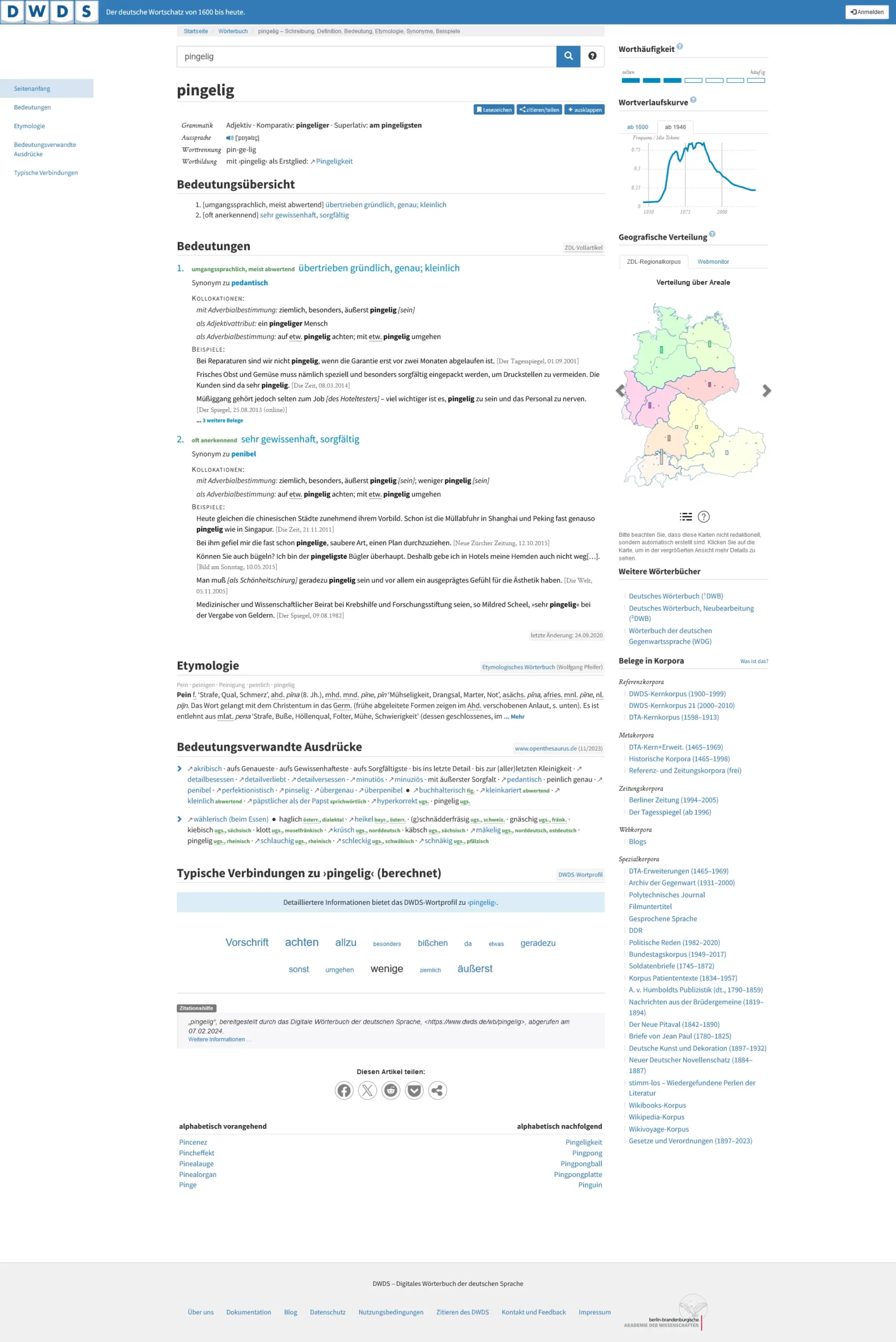 DWDS - Suchergebnis für 'pngelig' nach einem Klick